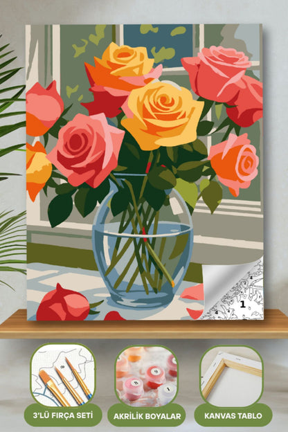 Sayılarla Boyama Ahşap Çerçeveli Kasnaklı Tuval Seti Fırça Boya Dahil Çıtalı 40x50 Cm 40X50 sayılarla boyama seti ürün görseli