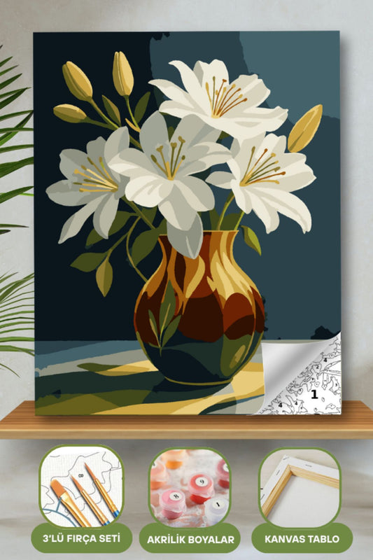 Sayılarla Boyama Ahşap Çerçeveli Kasnaklı Tuval Seti Fırça Boya Dahil Çıtalı 40x50 Cm 40X50 sayılarla boyama seti ürün görseli