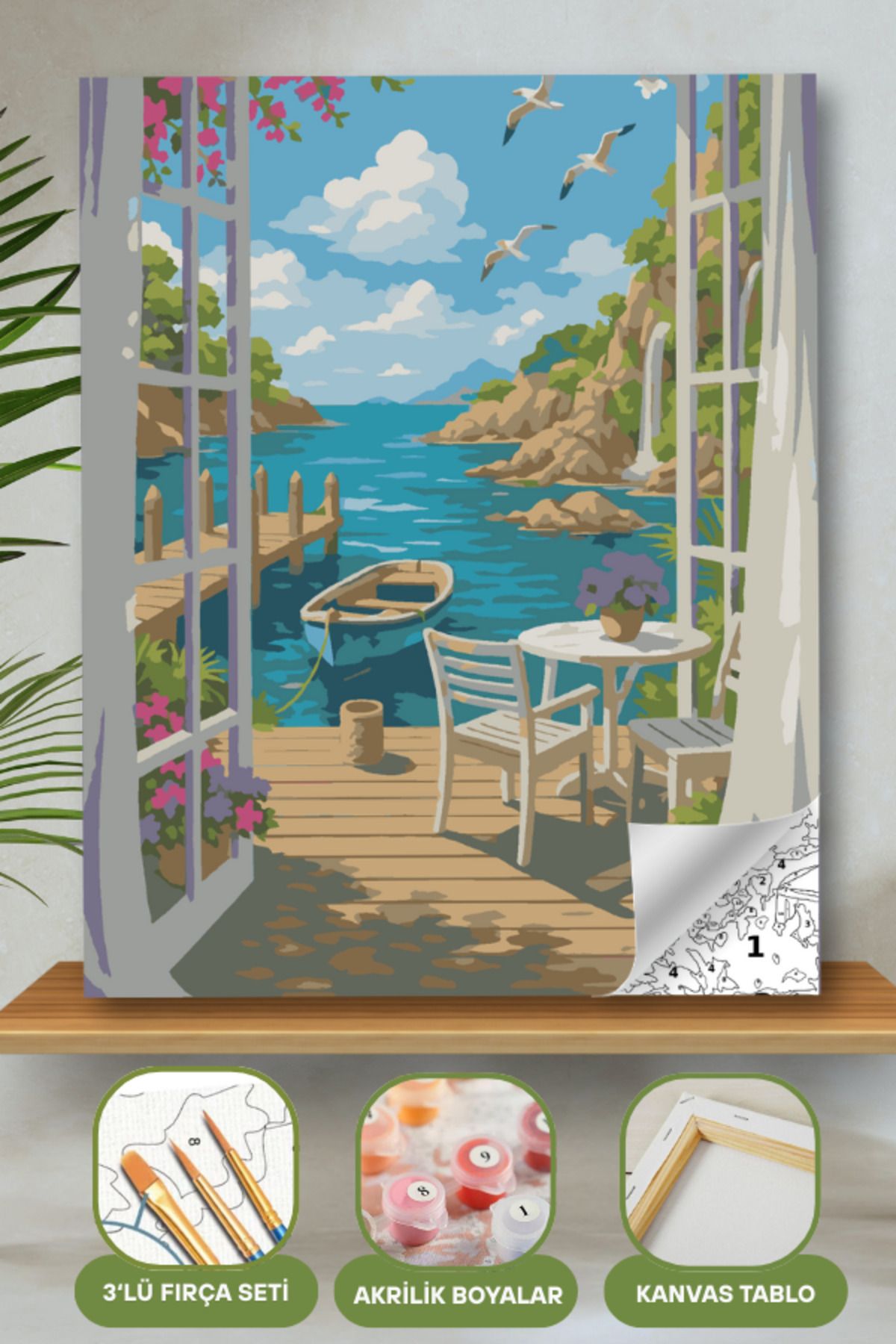 Sayılarla Boyama Ahşap Çerçeveli Kasnaklı Tuval Seti Fırça Boya Dahil Çıtalı 40x50 Cm 40X50 sayılarla boyama seti ürün görseli