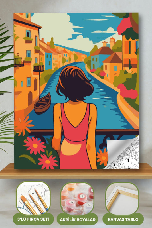 Sayılarla Boyama Ahşap Çerçeveli Kasnaklı Tuval Seti Fırça Boya Dahil Çıtalı 40x50 Cm 40X50 sayılarla boyama seti ürün görseli