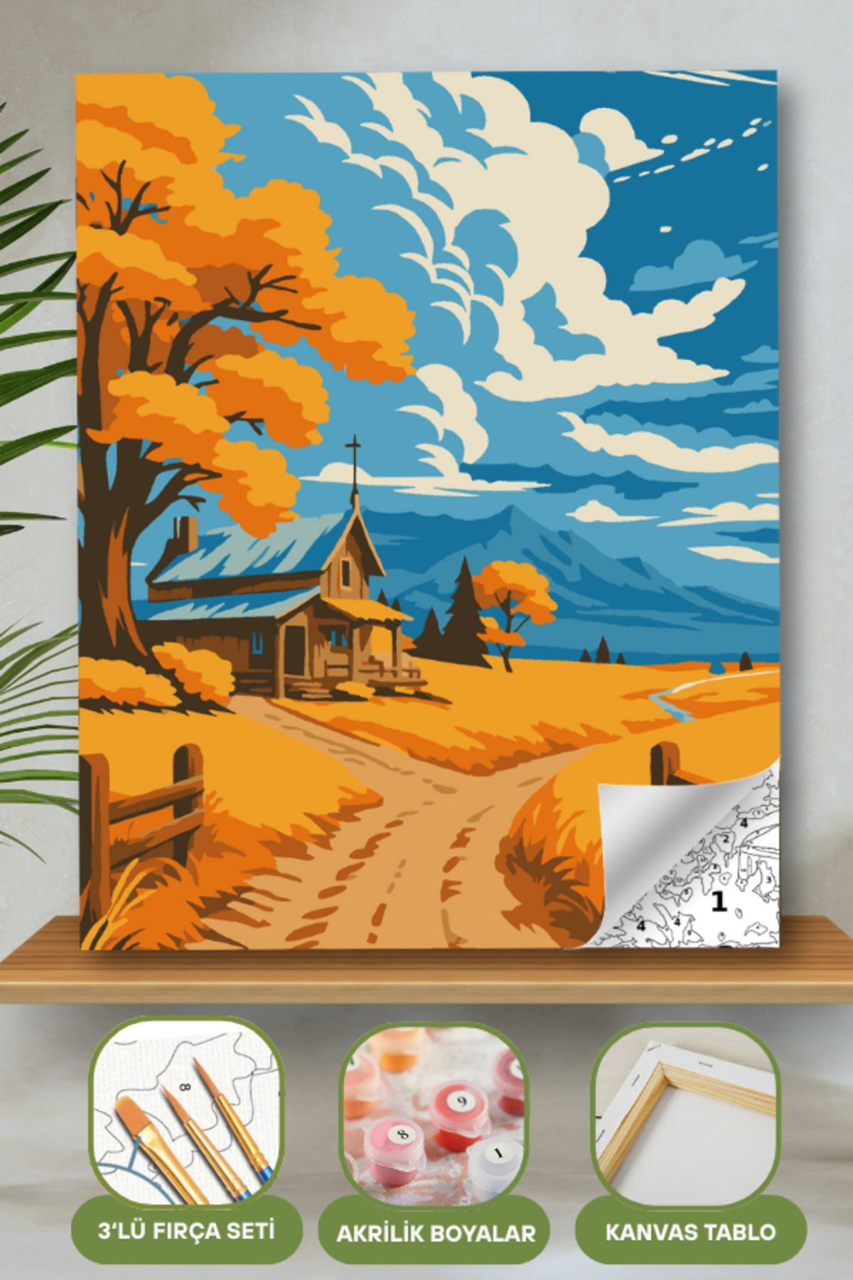 Sayılarla Boyama Ahşap Çerçeveli Kasnaklı Tuval Seti Fırça Boya Dahil Çıtalı 40x50 Cm 40X50 sayılarla boyama seti ürün görseli