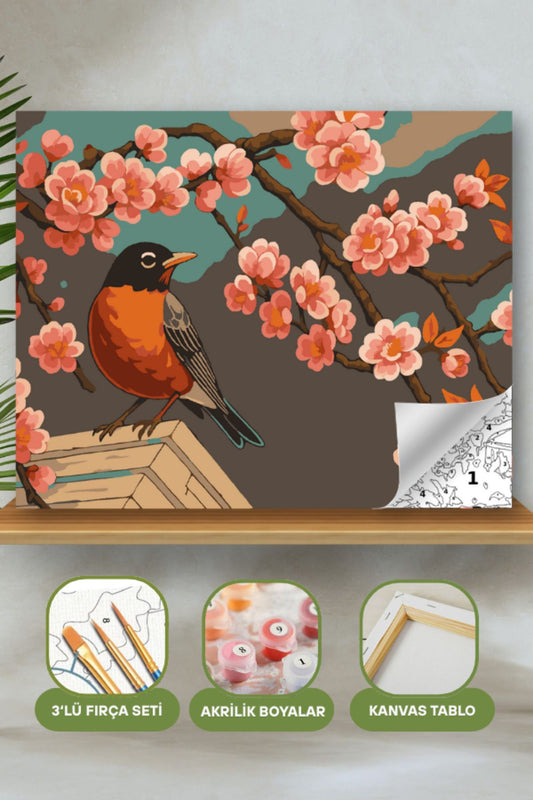 Sayılarla Boyama Ahşap Çerçeveli Kasnaklı Tuval Seti Fırça Boya Dahil Çıtalı 40x50 Cm 40X50 sayılarla boyama seti ürün görseli