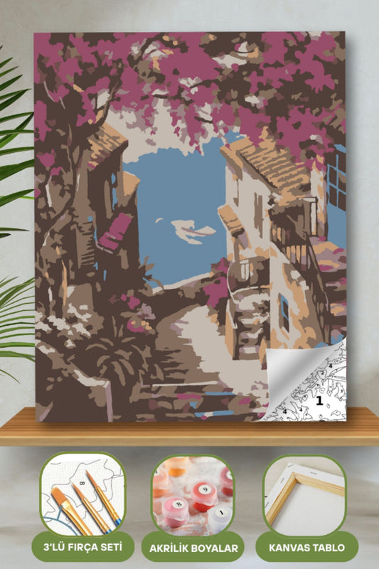 Sayılarla Boyama Ahşap Çerçeveli Kasnaklı Tuval Seti Fırça Boya Dahil Çıtalı 40x50 Cm 40X50 sayılarla boyama seti ürün görseli
