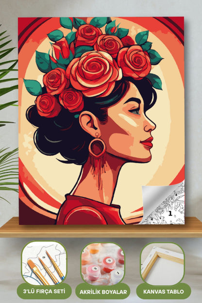 Sayılarla Boyama Ahşap Çerçeveli Kasnaklı Tuval Seti Fırça Boya Dahil Çıtalı 40x50 Cm 40X50 sayılarla boyama seti ürün görseli