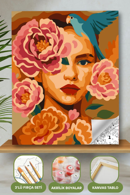 Sayılarla Boyama Ahşap Çerçeveli Kasnaklı Tuval Seti Fırça Boya Dahil Çıtalı 40x50 Cm 40X50 sayılarla boyama seti ürün görseli