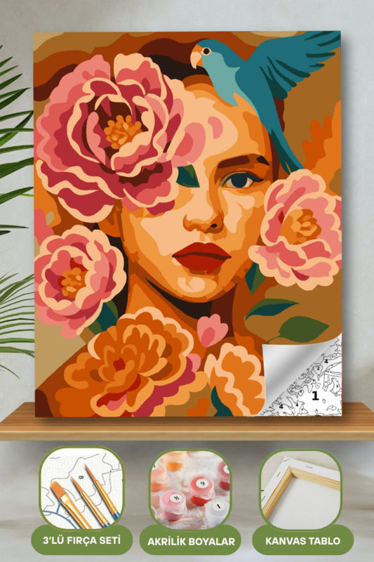 Sayılarla Boyama Ahşap Çerçeveli Kasnaklı Tuval Seti Fırça Boya Dahil Çıtalı 40x50 Cm 40X50 sayılarla boyama seti ürün görseli