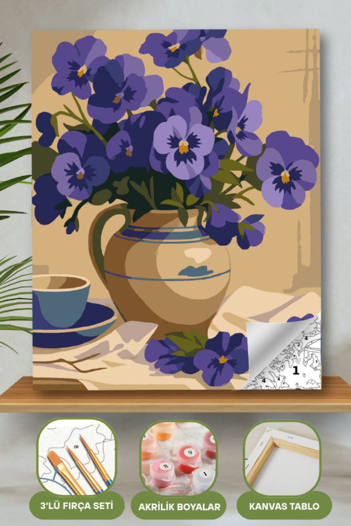 Sayılarla Boyama Ahşap Çerçeveli Kasnaklı Tuval Seti Fırça Boya Dahil Çıtalı 40x50 Cm 40X50 sayılarla boyama seti ürün görseli