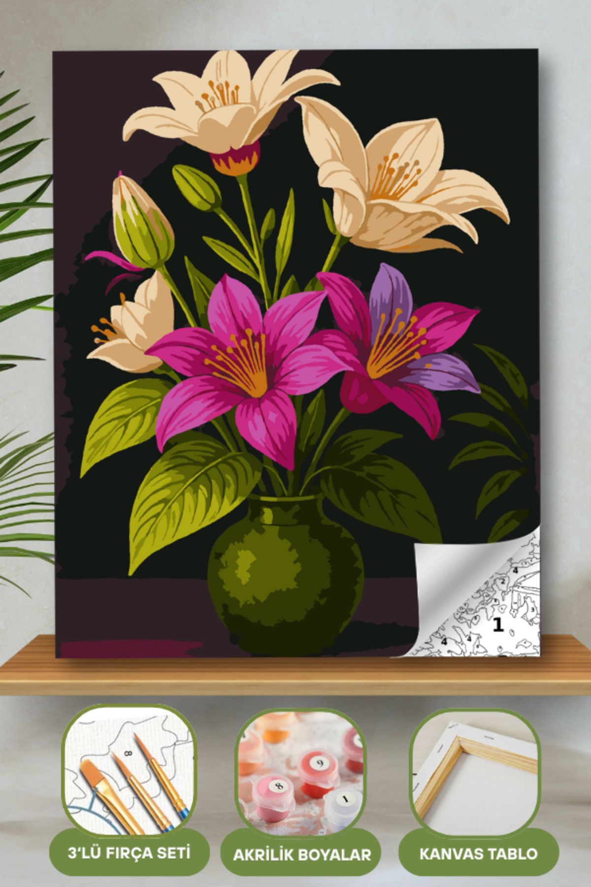 Sayılarla Boyama Ahşap Çerçeveli Kasnaklı Tuval Seti Fırça Boya Dahil Çıtalı 40x50 Cm 40X50 sayılarla boyama seti ürün görseli