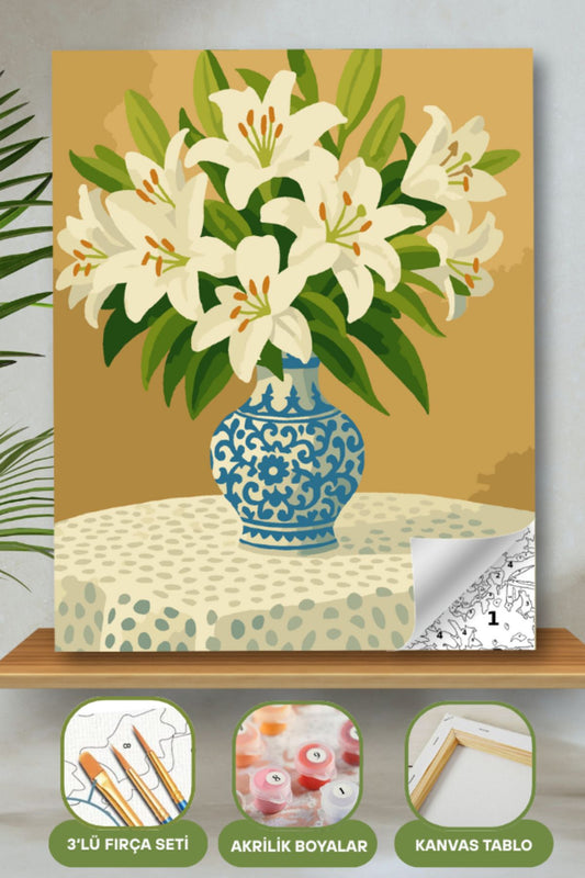 Sayılarla Boyama Ahşap Çerçeveli Kasnaklı Tuval Seti Fırça Boya Dahil Çıtalı 40x50 Cm 40X50 sayılarla boyama seti ürün görseli