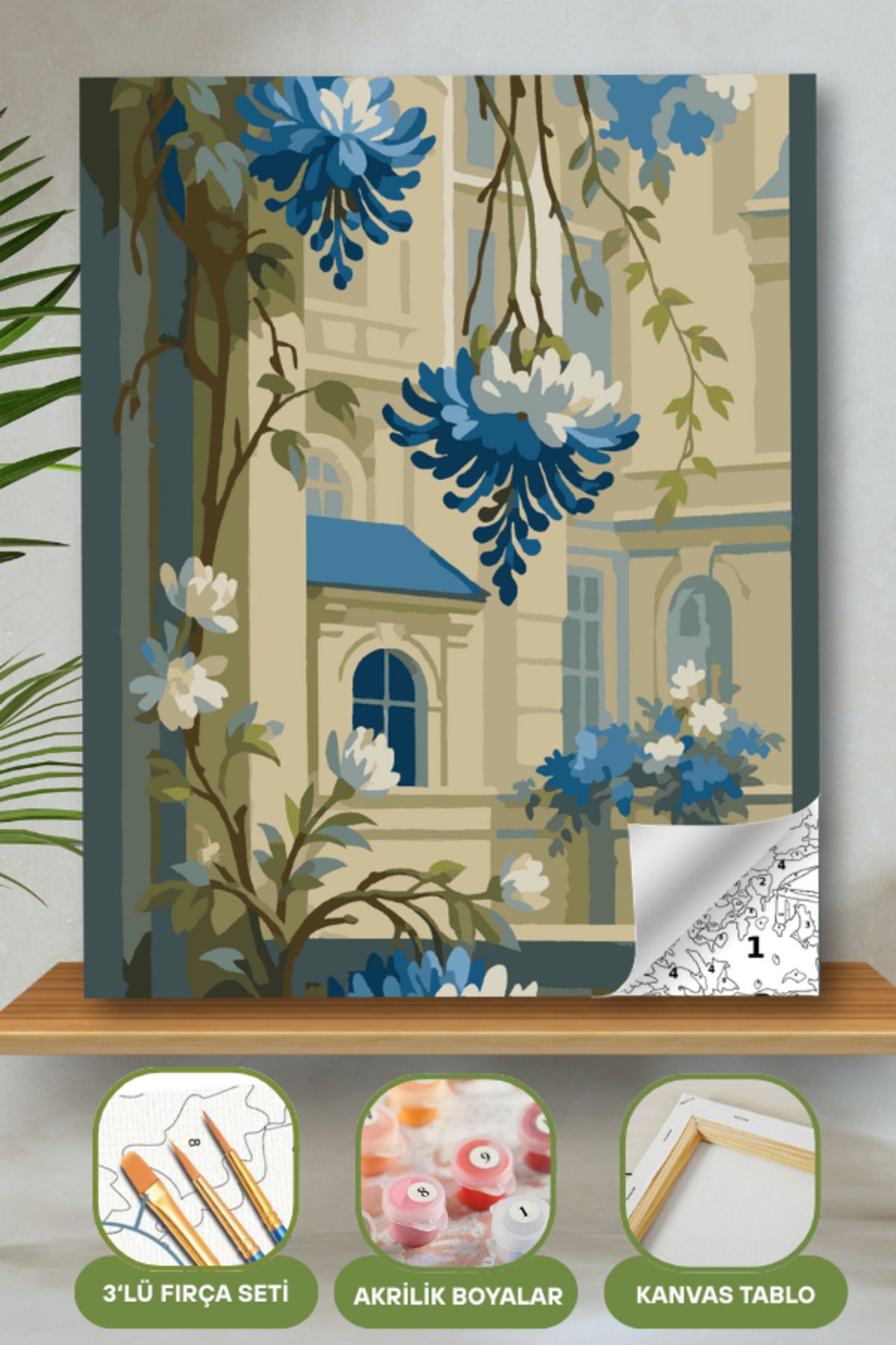 Sayılarla Boyama Ahşap Çerçeveli Kasnaklı Tuval Seti Fırça Boya Dahil Çıtalı 40x50 Cm 40X50 sayılarla boyama seti ürün görseli