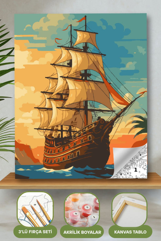 Sayılarla Boyama Ahşap Çerçeveli Kasnaklı Tuval Seti Fırça Boya Dahil Çıtalı 40x50 Cm 40X50 sayılarla boyama seti ürün görseli