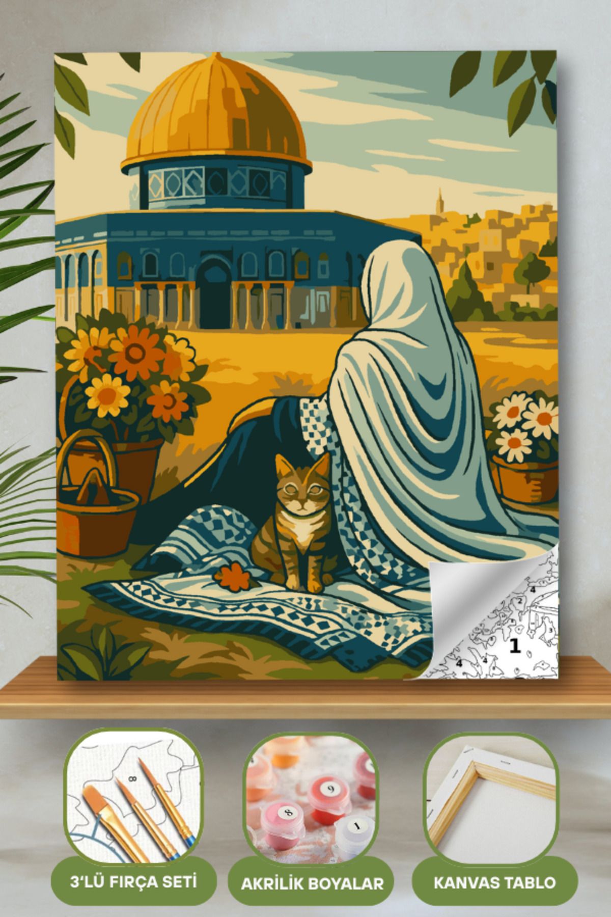 Sayılarla Boyama Ahşap Çerçeveli Kasnaklı Tuval Seti Fırça Boya Dahil Çıtalı 40x50 Cm 40X50 sayılarla boyama seti ürün görseli