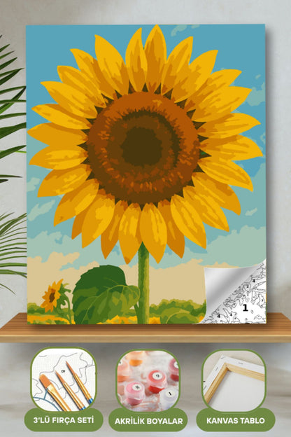 Sayılarla Boyama Ahşap Çerçeveli Kasnaklı Tuval Seti Fırça Boya Dahil Çıtalı 40x50 Cm 40X50 sayılarla boyama seti ürün görseli