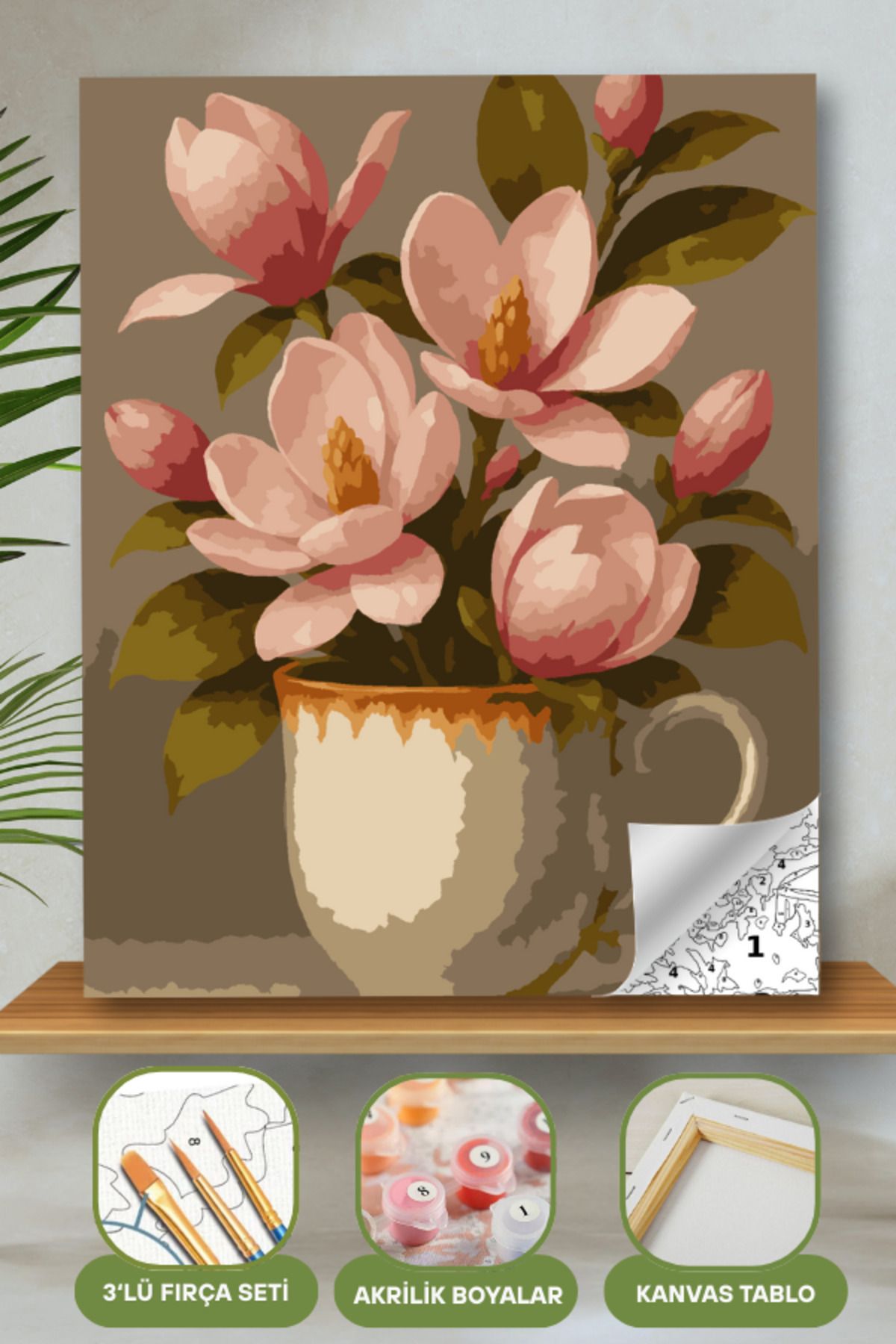 Sayılarla Boyama Ahşap Çerçeveli Kasnaklı Tuval Seti Fırça Boya Dahil Çıtalı 40x50 Cm 40X50 sayılarla boyama seti ürün görseli