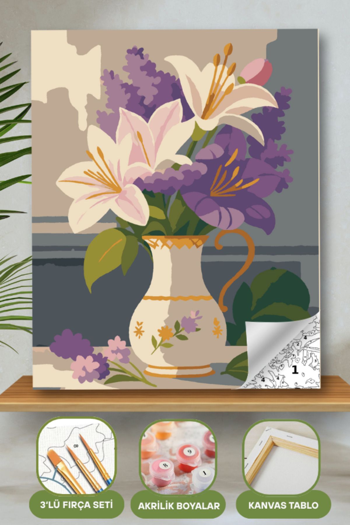 Sayılarla Boyama Ahşap Çerçeveli Kasnaklı Tuval Seti Fırça Boya Dahil Çıtalı 40x50 Cm 40X50 sayılarla boyama seti ürün görseli