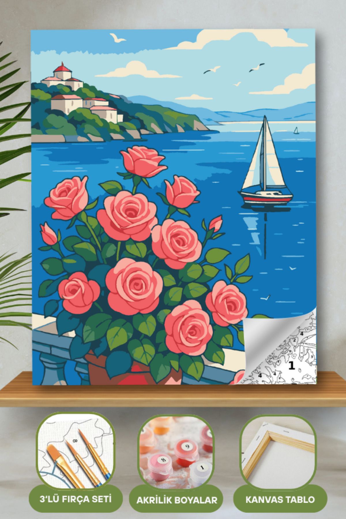 Sayılarla Boyama Ahşap Çerçeveli Kasnaklı Tuval Seti Fırça Boya Dahil Çıtalı 40x50 Cm 40X50 sayılarla boyama seti ürün görseli