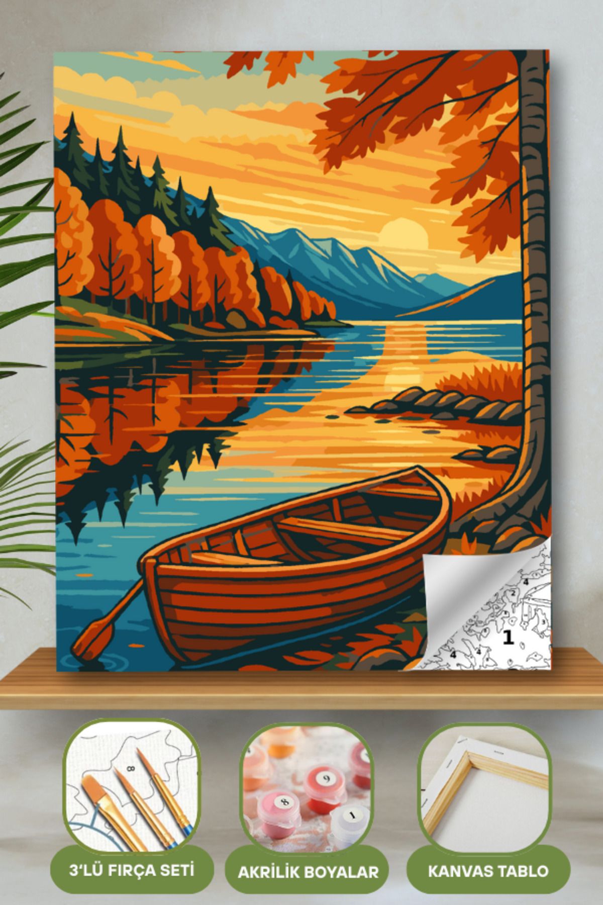 Sayılarla Boyama Ahşap Çerçeveli Kasnaklı Tuval Seti Fırça Boya Dahil Çıtalı 40x50 Cm 40X50 sayılarla boyama seti ürün görseli