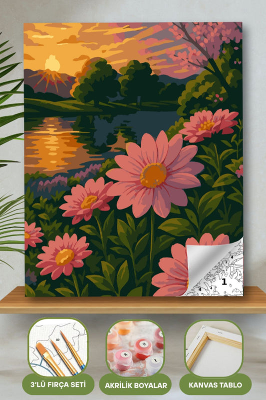 Sayılarla Boyama Ahşap Çerçeveli Kasnaklı Tuval Seti Fırça Boya Dahil Çıtalı 40x50 Cm 40X50 sayılarla boyama seti ürün görseli