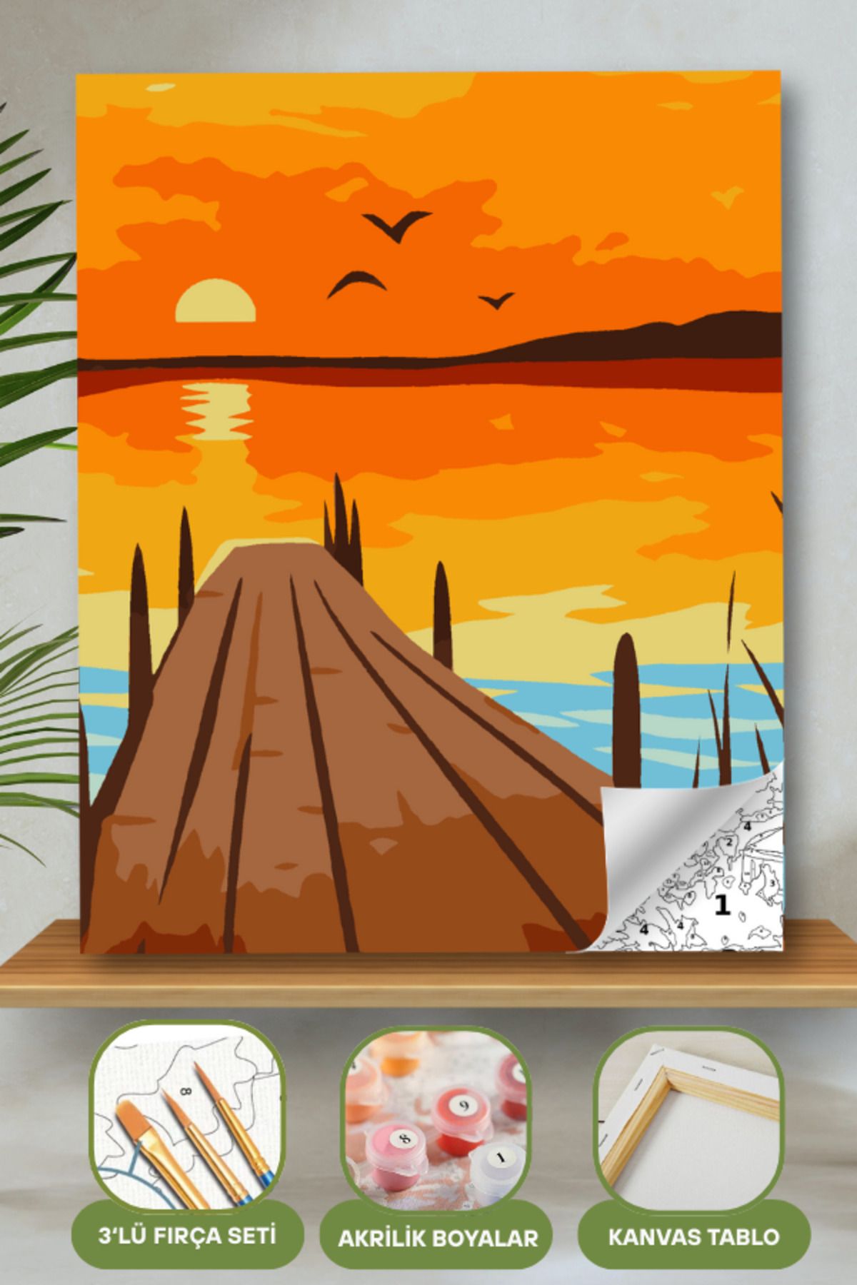 Sayılarla Boyama Ahşap Çerçeveli Kasnaklı Tuval Seti Fırça Boya Dahil Çıtalı 40x50 Cm 40X50 sayılarla boyama seti ürün görseli