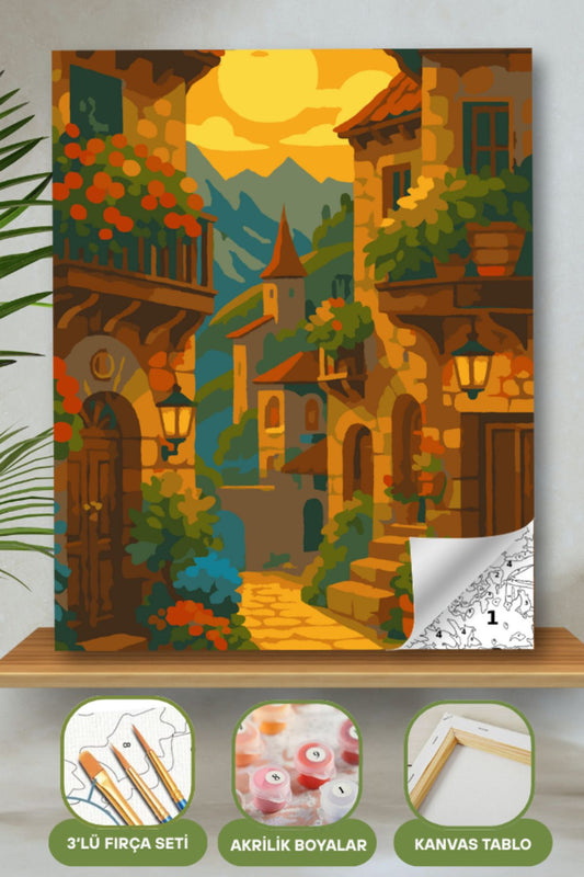 Sayılarla Boyama Ahşap Çerçeveli Kasnaklı Tuval Seti Fırça Boya Dahil Çıtalı 40x50 Cm 40X50 sayılarla boyama seti ürün görseli