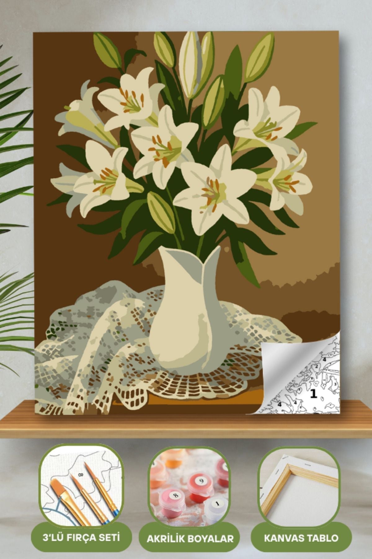 Sayılarla Boyama Ahşap Çerçeveli Kasnaklı Tuval Seti Fırça Boya Dahil Çıtalı 40x50 Cm 40X50 sayılarla boyama seti ürün görseli