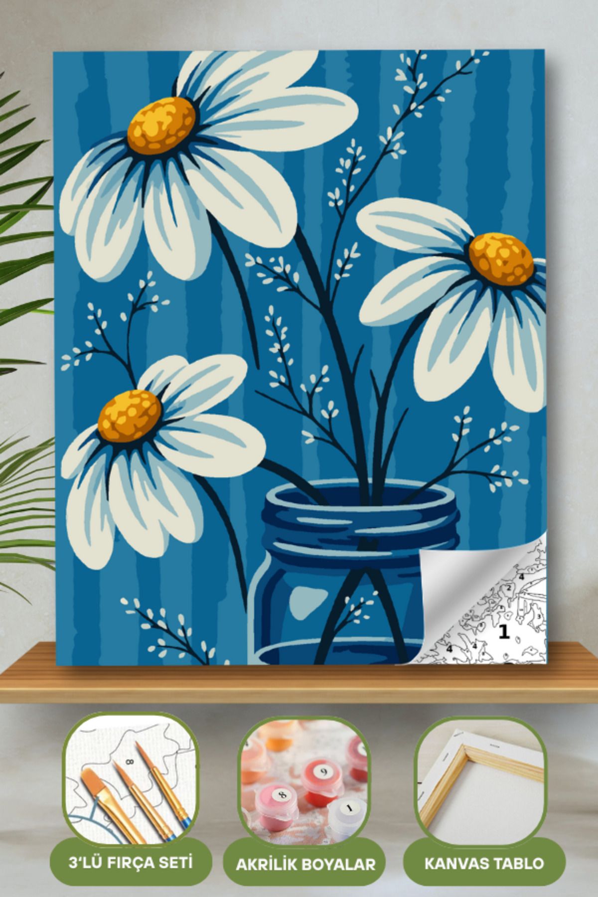 Sayılarla Boyama Ahşap Çerçeveli Kasnaklı Tuval Seti Fırça Boya Dahil Çıtalı 40x50 Cm 40X50 sayılarla boyama seti ürün görseli