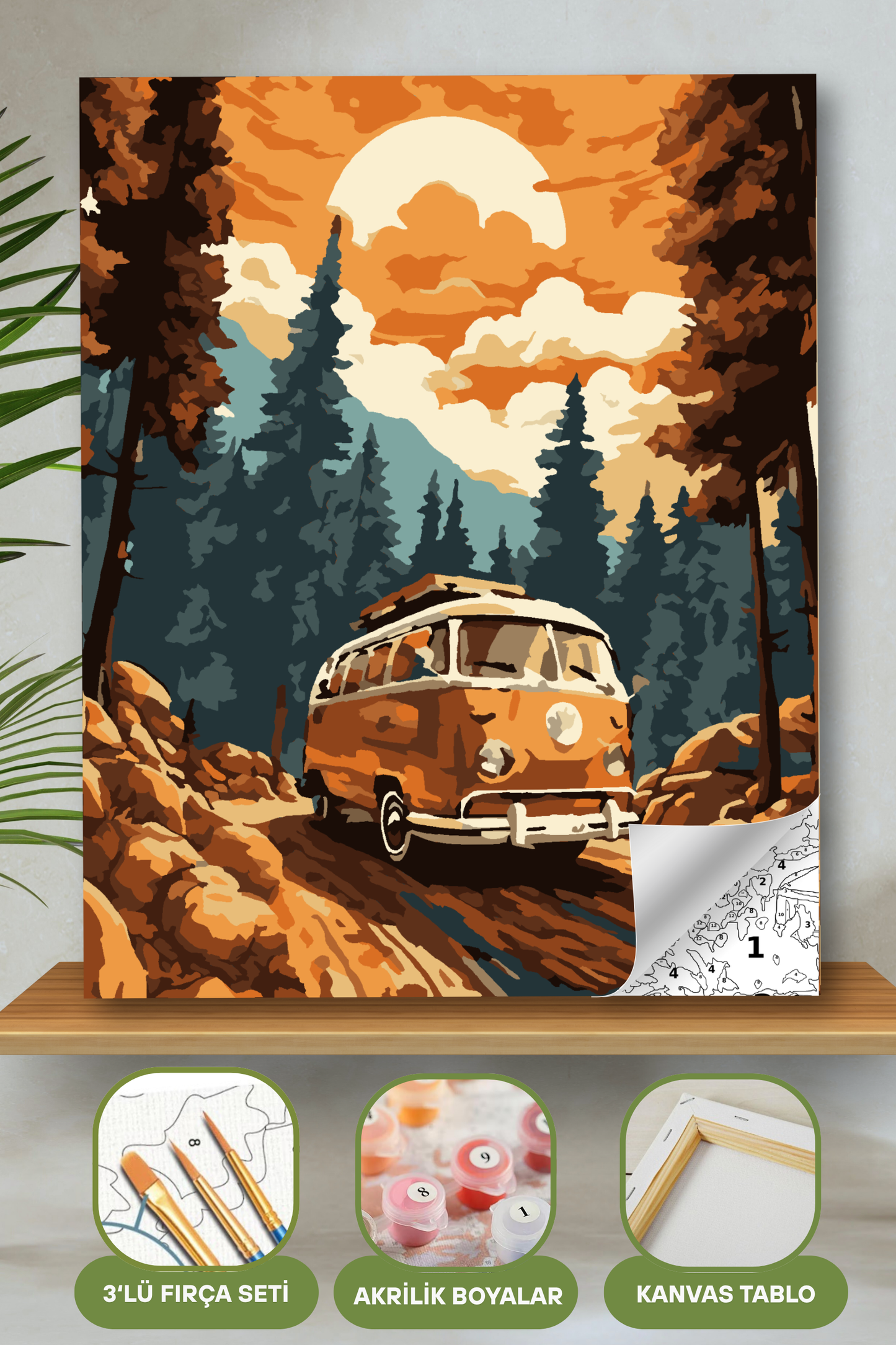 Vosvos Çıtalı Kanvas Sayılarla Boyama Seti Kasnaklı Tablo Seti Fırça Boya Dahil 40x50 40X50 sayılarla boyama seti ürün görseli